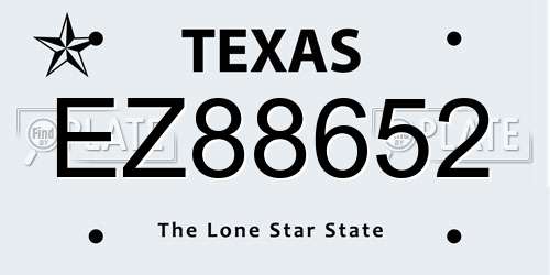 EZ88652 Texas License Plate
