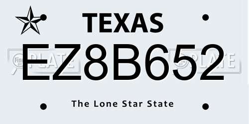 EZ8B652 Texas License Plate