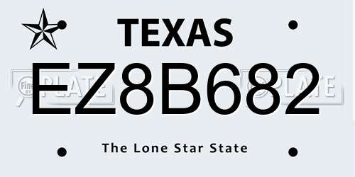 EZ8B682 Texas License Plate