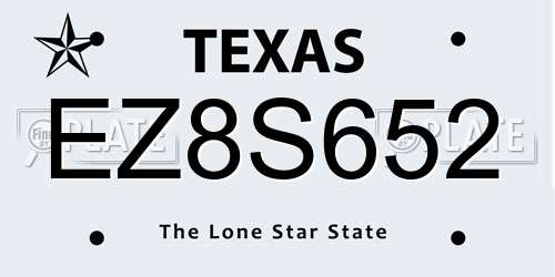 EZ8S652 Texas License Plate