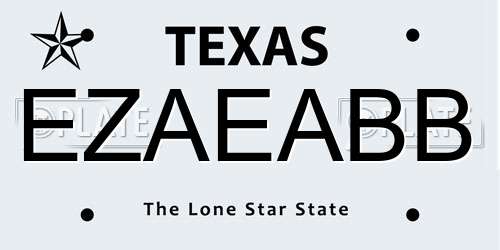 EZAEABB Texas License Plate
