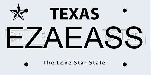 EZAEASS Texas License Plate