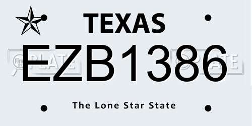 EZB1386 Texas License Plate