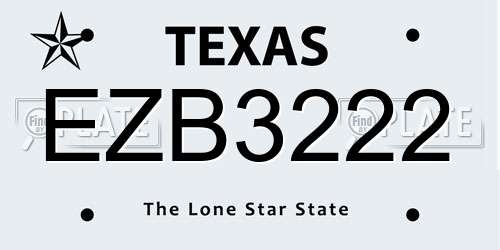 EZB3222 Texas License Plate