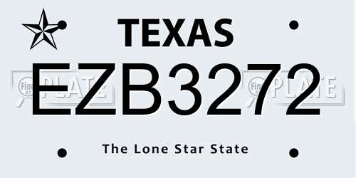 EZB3272 Texas License Plate