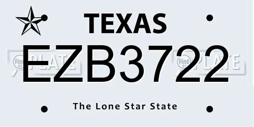 EZB3722 Texas License Plate