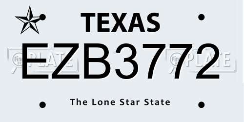 EZB3772 Texas License Plate