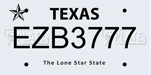 EZB3777 Texas License Plate