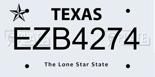 EZB4274 Texas License Plate