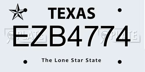 EZB4774 Texas License Plate