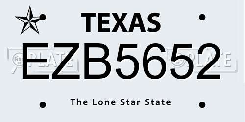 EZB5652 Texas License Plate