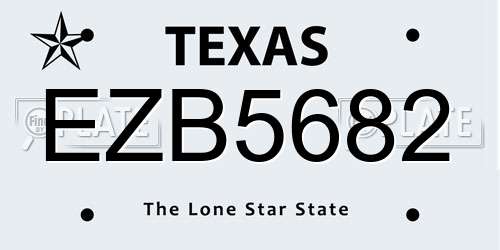 EZB5682 Texas License Plate