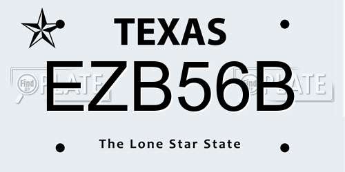 EZB56B Texas License Plate