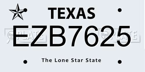 EZB7625 Texas License Plate
