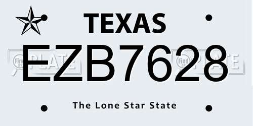 EZB7628 Texas License Plate