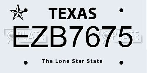 EZB7675 Texas License Plate