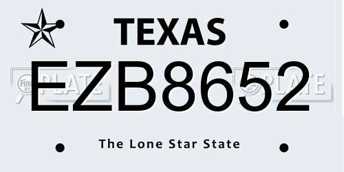 EZB8652 Texas License Plate