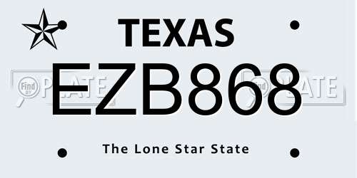 EZB868 Texas License Plate