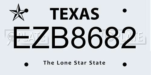 EZB8682 Texas License Plate