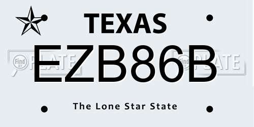 EZB86B Texas License Plate