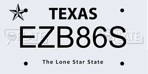 EZB86S Texas License Plate
