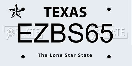 EZBS65 Texas License Plate