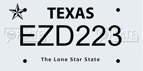 EZD223 Texas License Plate