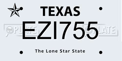 EZI755 Texas License Plate