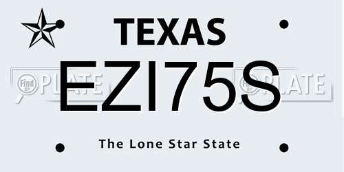 EZI75S Texas License Plate