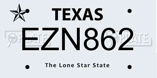 EZN862 Texas License Plate