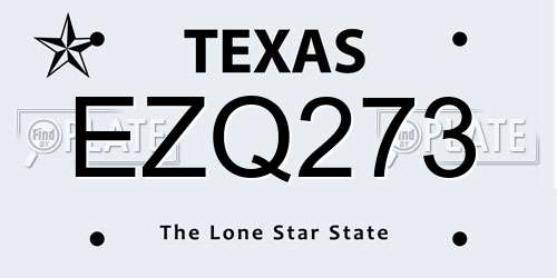 EZQ273 Texas License Plate