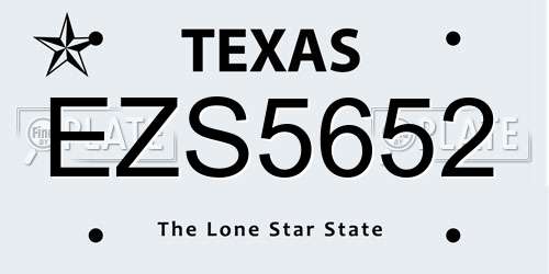 EZS5652 Texas License Plate