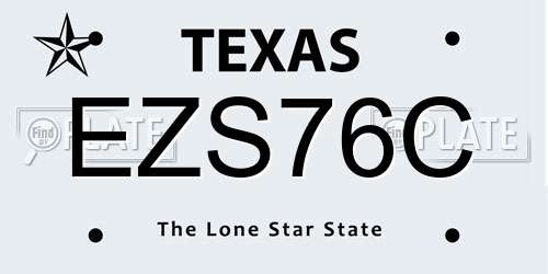 EZS76C Texas License Plate