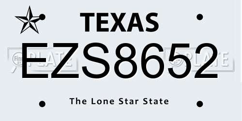 EZS8652 Texas License Plate