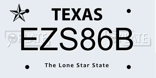 EZS86B Texas License Plate