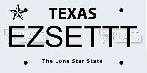 EZSETTT Texas License Plate
