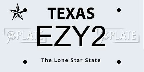 EZY2 Texas License Plate