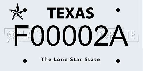 F00002A Texas License Plate