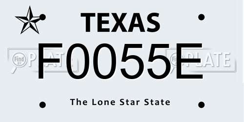 F0055E Texas License Plate