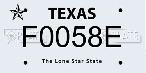 F0058E Texas License Plate