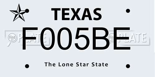 F005BE Texas License Plate