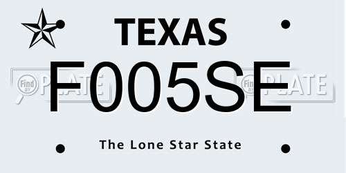 F005SE Texas License Plate