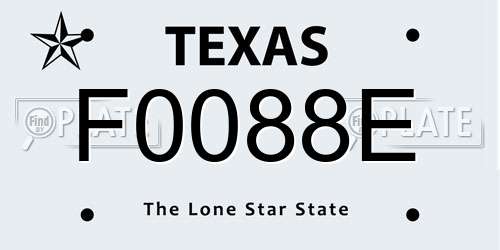 F0088E Texas License Plate