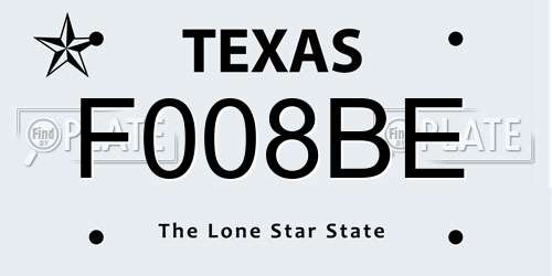 F008BE Texas License Plate