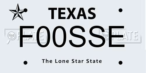 F00SSE Texas License Plate