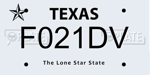 F021DV Texas License Plate