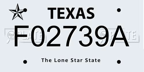 F02739A Texas License Plate
