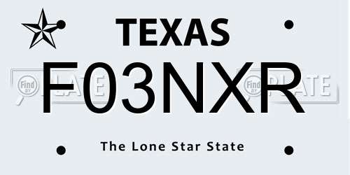 F03NXR Texas License Plate