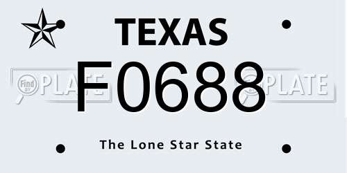 F0688 Texas License Plate