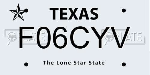 F06CYV Texas License Plate